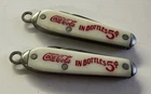 2x Mini VINTAGE DRINK COCA COLA IN BOTTLES 5 CENT 2 BLADE POCKET KNIFE Lot NOS!