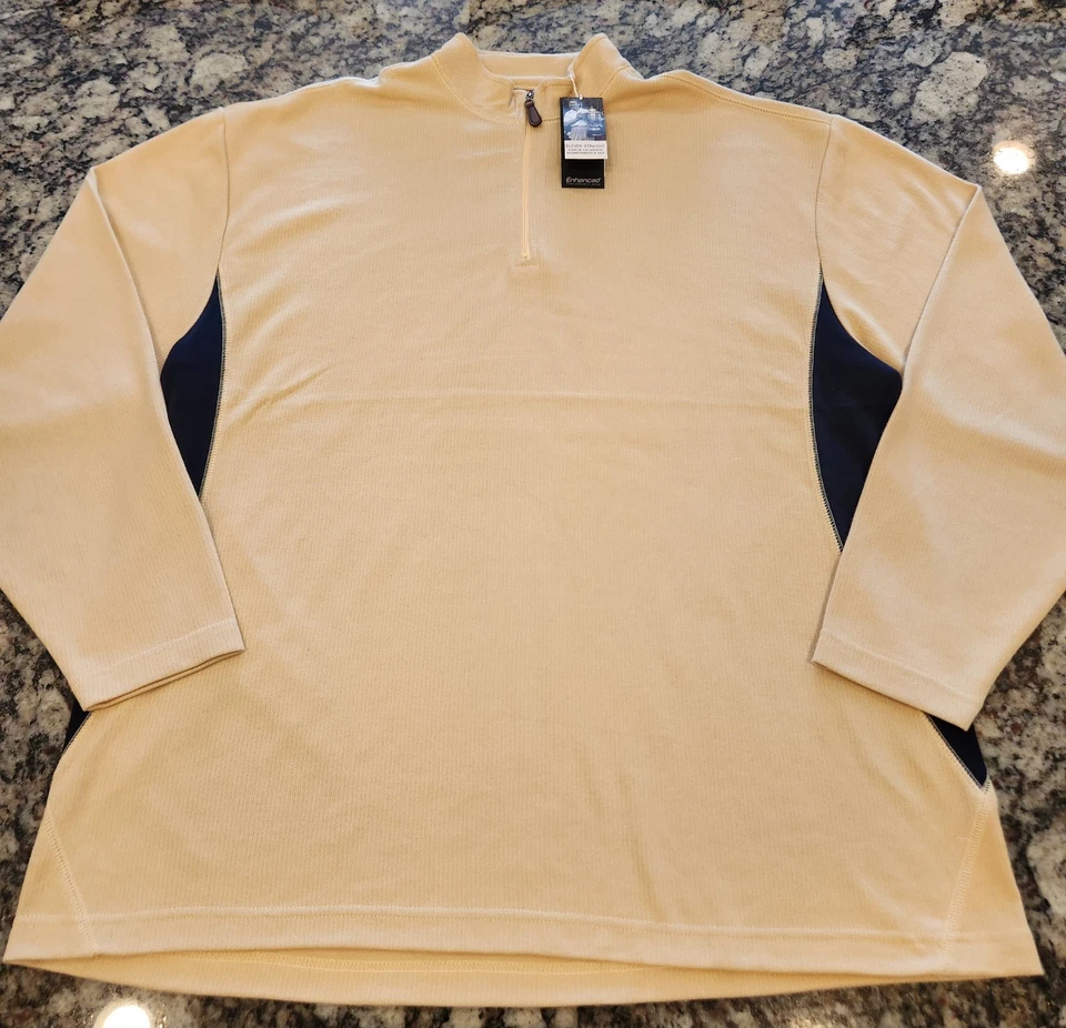 Suéter Pullover Byron Nelson Golf Para Hombre Tostado/Azul Marino Rendimiento 1/4 Cremallera Talla XL Foto 2 de 4