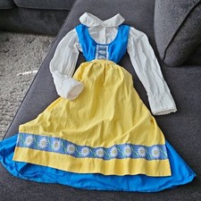 Steps of Sweden Size 10 Blue Dirndl Dress with Yellow Apron Cotton Woven