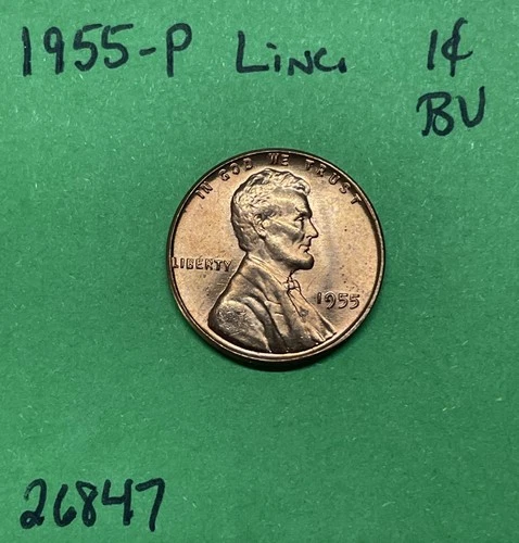 1955-P Lincoln Wheat Cent / Penny 1c Choice BU Red US Coin