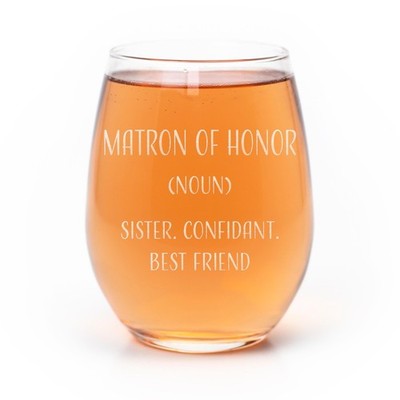 Matron Of Honor Wine Glass Funny Wedding Gift
