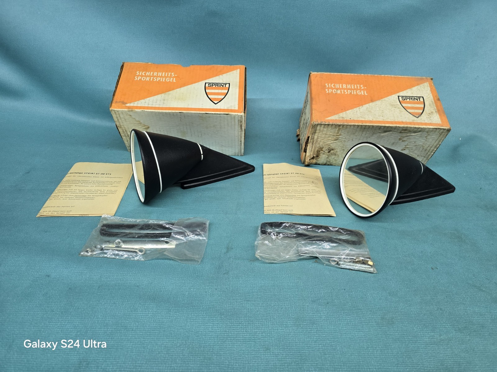 NOS PAIR SPRINT GT OUTSIDE SIDE FENDER MIRROR PORSCHE FERRARI BMW TALBOT RARE