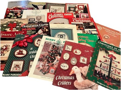 Lot Of 18 Vintage Christmas Craft Magazines & Pattern Books Cross Stitch Holiday