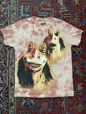Star Wars Jar Jar Binks Tie-Dye Portrait Sz M T Shirt Phantom Menace Movie Promo
