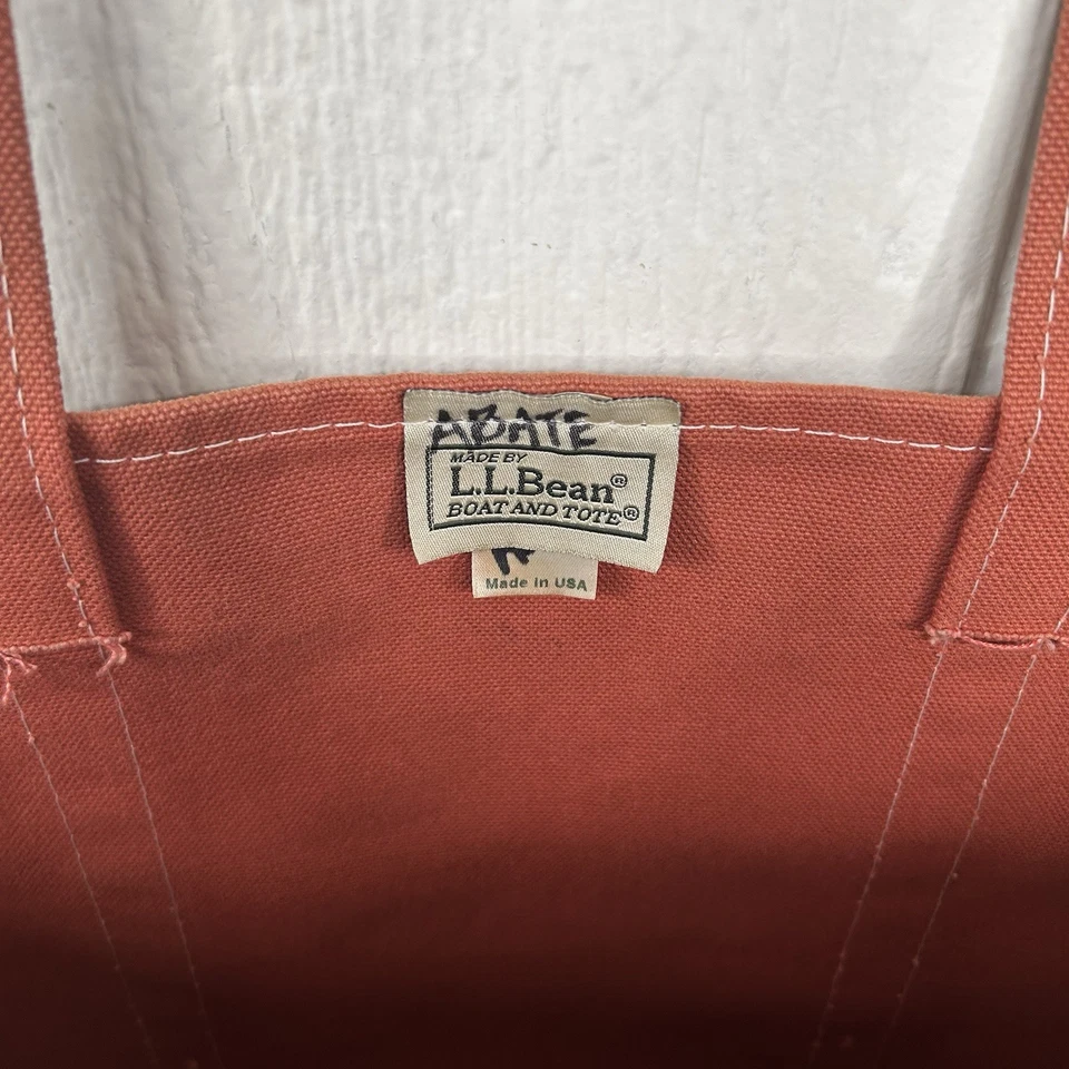 Bolso de Mano LL Bean Boat & Tote Vintage XL Lona Hecho en EE. UU. Naranja Quemado y Marrón Foto 3 de 4