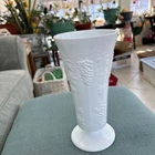 Vintage Large Milk Glass Vase w/ Grape Vines 9.5” Tall 4.5” Wide