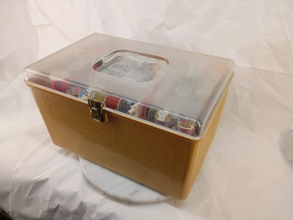 Caja de Costura Superior Transparente De Colección Wil-hold Wilson Lg Naranja CON Bandejas COMPLETA Foto 3 de 4