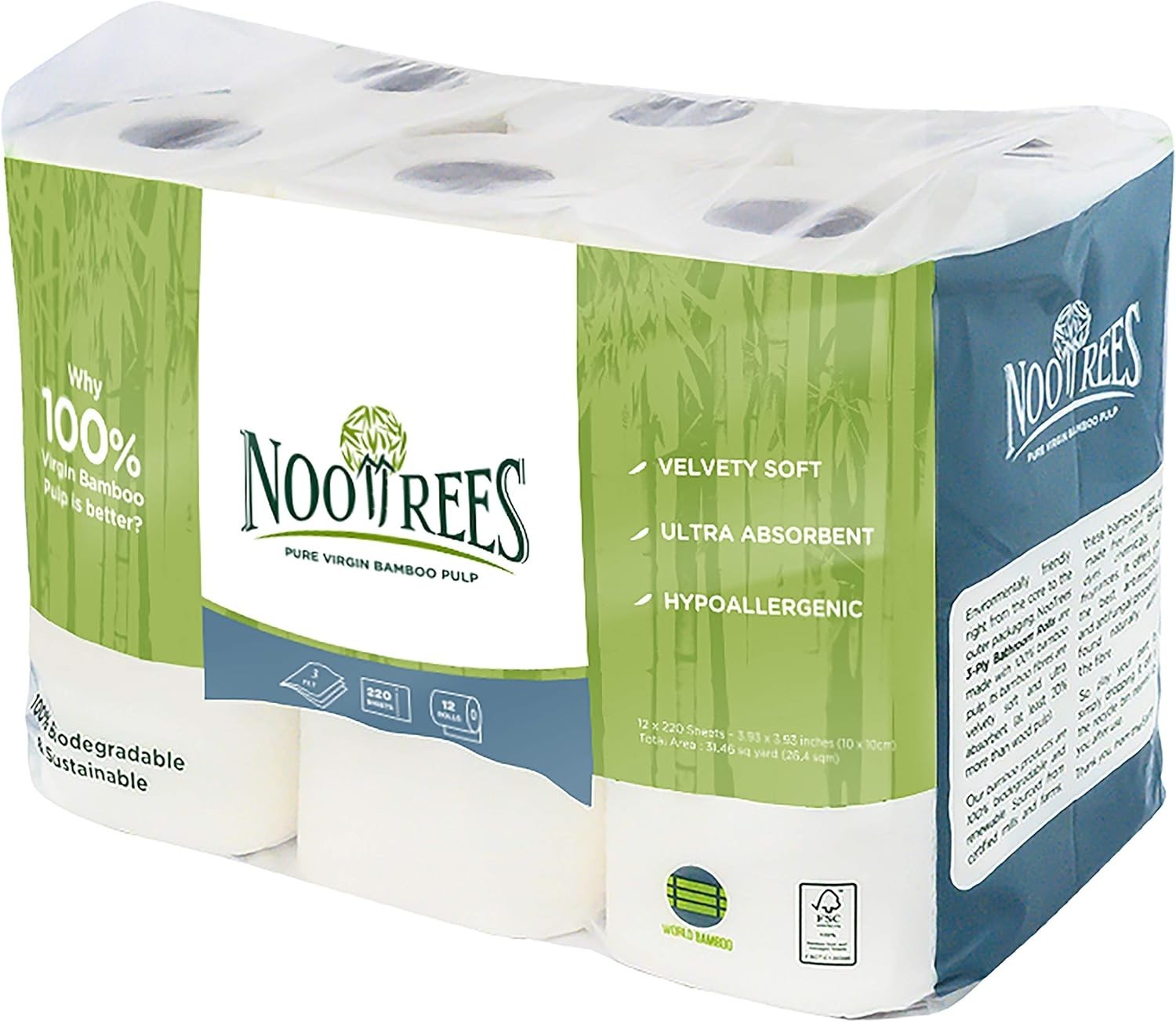 Bamboo Toilet Tissue, Tree Free, 100% Biodegradable, Sustainable, Renewable and