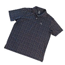 RHOBACK  The Golden Retriever Dog Print Short Sleeve Polo Shirt Navy Size XL