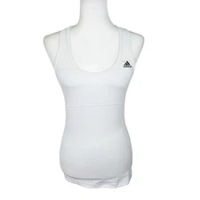 Adidas Tank Top Women Extra Small White V-Neck Racerback Running Active Top
