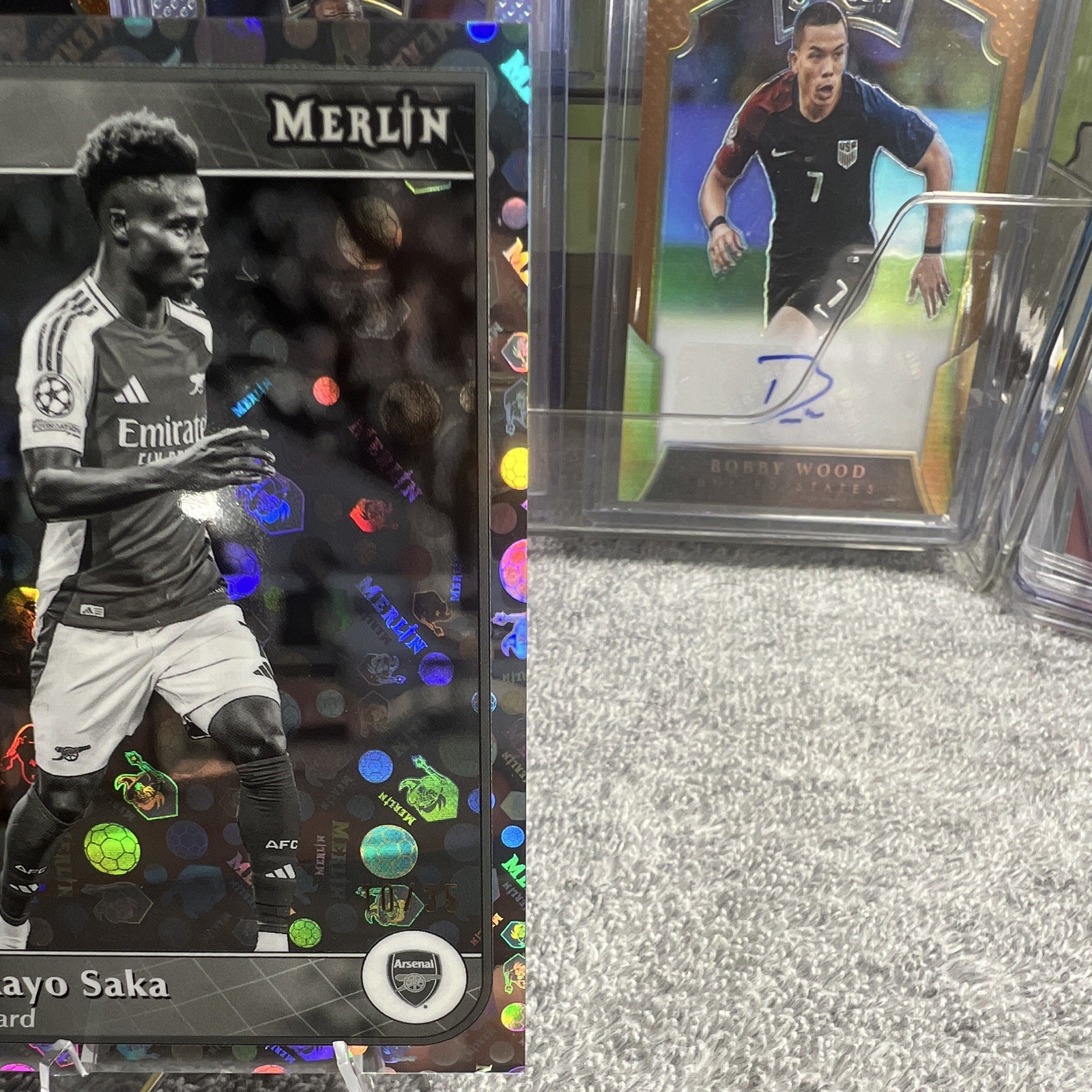 2025 Topps Merlin UCC Bukayo Saka Black and White Vintage Refractor /35 Arsenal view 6