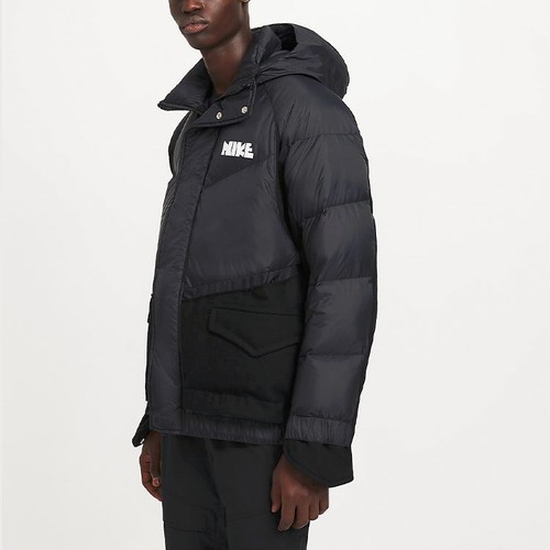 Nike x Sacai Black Loose Splicing Hooded Down Jacket, Size US S