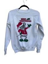 Vintage 80s Christmas Sweatshirt Medium Merry Christmouse