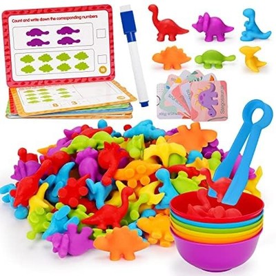 Counting Dinosaurs Montessori Toys for 3 4 5 Years Old Boys Small, 6 Bowls