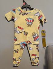 Minions 2T Unisex Kids 2-Piece Cotton Knit Pajama Set Minion Yellow SS