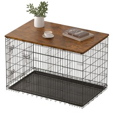Piskyet 36" Dog Crate Topper Wood Countertop Cage Cover Rustic Brown Furniture D