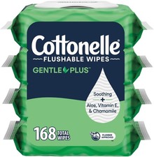 Cottonelle GentlePlus Flushable Wet Wipes with Aloe  Vitamin E, 4 Flip-Top Pack