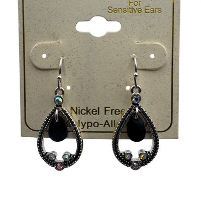 Ear Sense Teardrop Earrings Nickel Free Hypoallergenic Black Dangle Design New