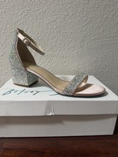 Betsey Johnson Crystal Sandals Chunky Heel Size 10 Brand New In Box