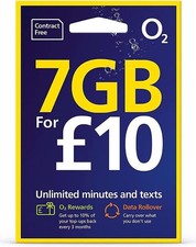 O2 SIM Card with Unlimited Calls & 7GB Data - No Contract, All Sizes Included