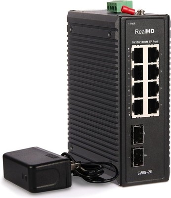 Industrial 10P Ethernet Switch w/Industrial DIN-Rail 2 SFP Port 20Gbps Capacity