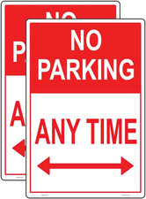 2 Pcs No Parking Anytime Sign Sticker - 30 cm x 20 cm - Self Adhesive Vinyl