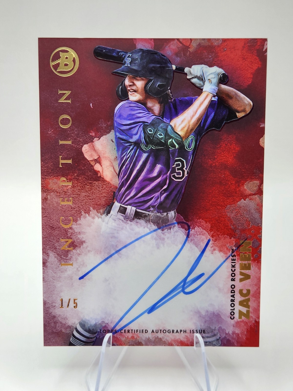 2021 Bowman Inception 1st Zac Veen Red Auto /5 On Card RC Rookie SP Chrome Zach