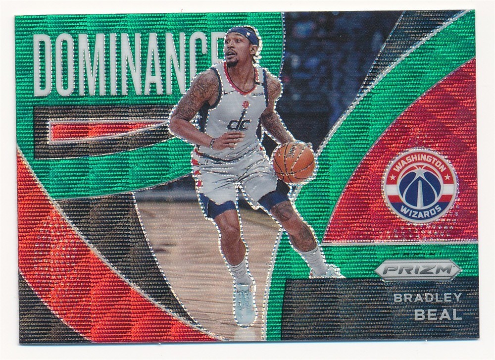 BRADLEY BEAL 2021-22 PANINI PRIZM DOMINANCE GREEN WAVE #13 WASHINGTON WIZARDS