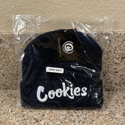Cookies Dark Navy Solid Knit Beanie Hat, One Size, Unisex Adults