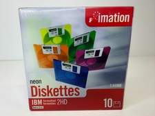 Imation Neon 3.5 Floppy Diskettes 10 Pack IBM Formatted 1.44MB 2HD New Sealed