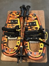 Yukon Charlie's Trail Blaze 7x16 Unisex Kids Snowshoes Orange w/ Poles