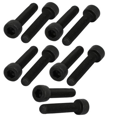 uxcell 10pcs M5x25mm 12.9 Grade Hex Socket Cap Left Hand Thread M5, black
