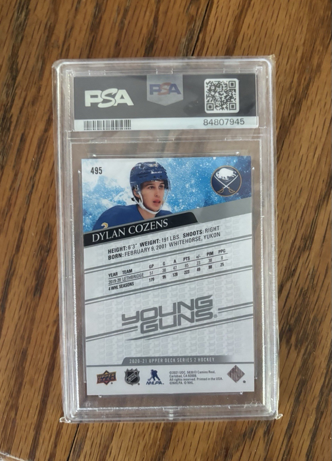 Upper Deck 2020-21 Series 2 - Young Guns Dylan Cozens #495 Sabres RC PSA 10 view 2