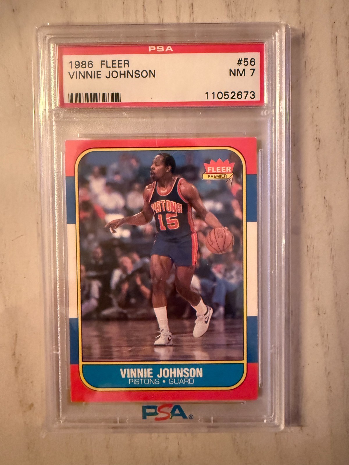 1986 FLEER #56 VINNIE JOHNSON PSA 7