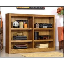 Concepts In Wood MI4836-D Double Wide Bookcase- Dry Oak Finish 6 Shelves