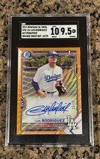 2021 1st Bowman Chrome Luis Rodriguez Orange Wave Ref Auto SGC 9.5/10 POP 1 #/25