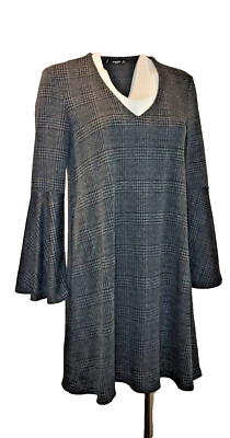 Mango Basic Women s Size 4 Grey Plaid Dess