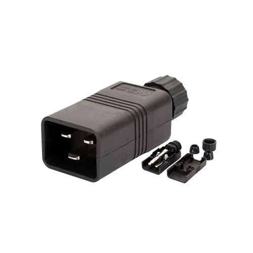 IEC320 C19 Socket C20 Plug Rewireable Power Cable Connector AC 250V 16A Black - Picture 3 of 12
