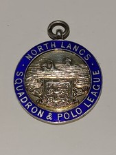 Antique enamelled silver watch fob - North Lancs Squadron Polo Baxendale 1930