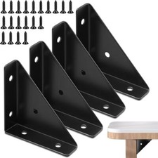 4Pcs Corner Bracket Black Angle Bracket Corner Brace Metal Corner Brackets Tr...