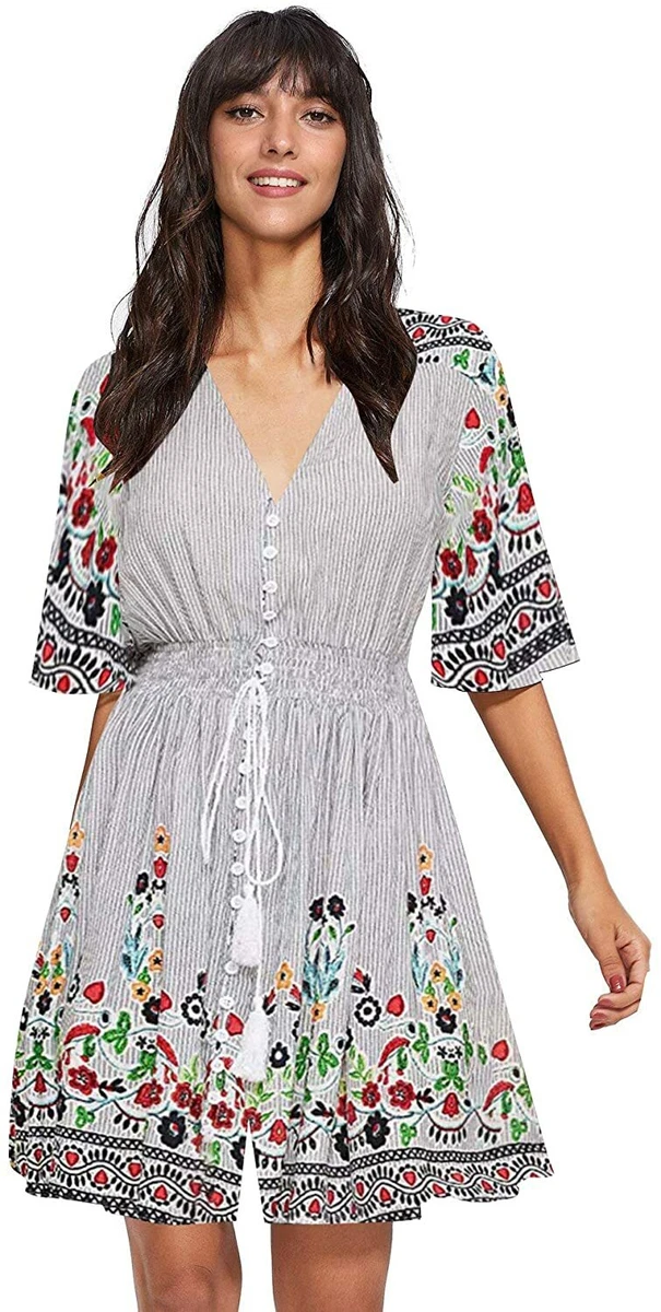 Milumia women's boho button up split floral print flowy party dress new arrivals