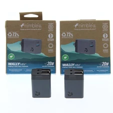 Nimble Wally Mini+ Dual Wall Charger 20W Fast Charging USB C (2 PACKS)