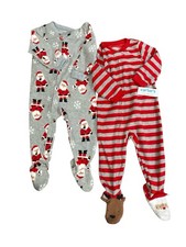 Carters Christmas Sleeper Pajamas Toddler 2 Pk Santa Stripe Gray Red 12 mo - 2T