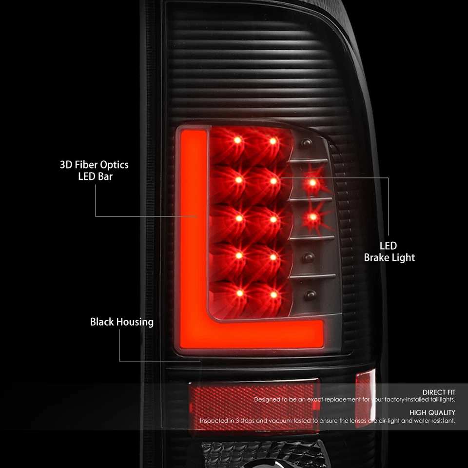 [3D L-STREAK LED BAR] FOR 08-16 SUPER DUTY BLACK CLEAR TAIL LIGHT PARKING LAMP - Image 2 of 4