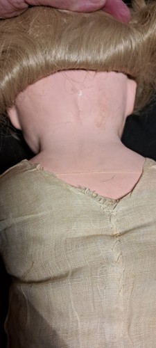 Vintage Wax Papier Mache Head Doll GRAND Size 31" Hand Stuffed Straw Americana - Picture 13 of 23