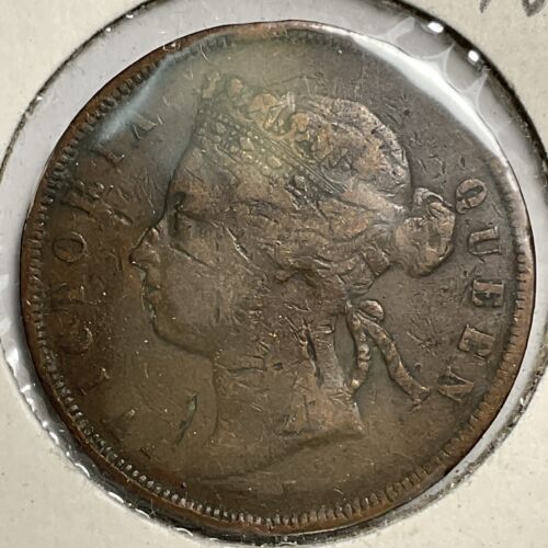 Straits Settlements 1874 Victoria 1 Cent Nice Coin NR 583