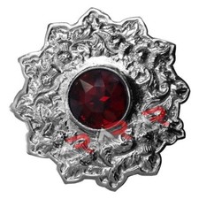 Fly Plaid Brooch Scottish Thistle Emblem Red Stone/Ornate Kilt Brand New AAR