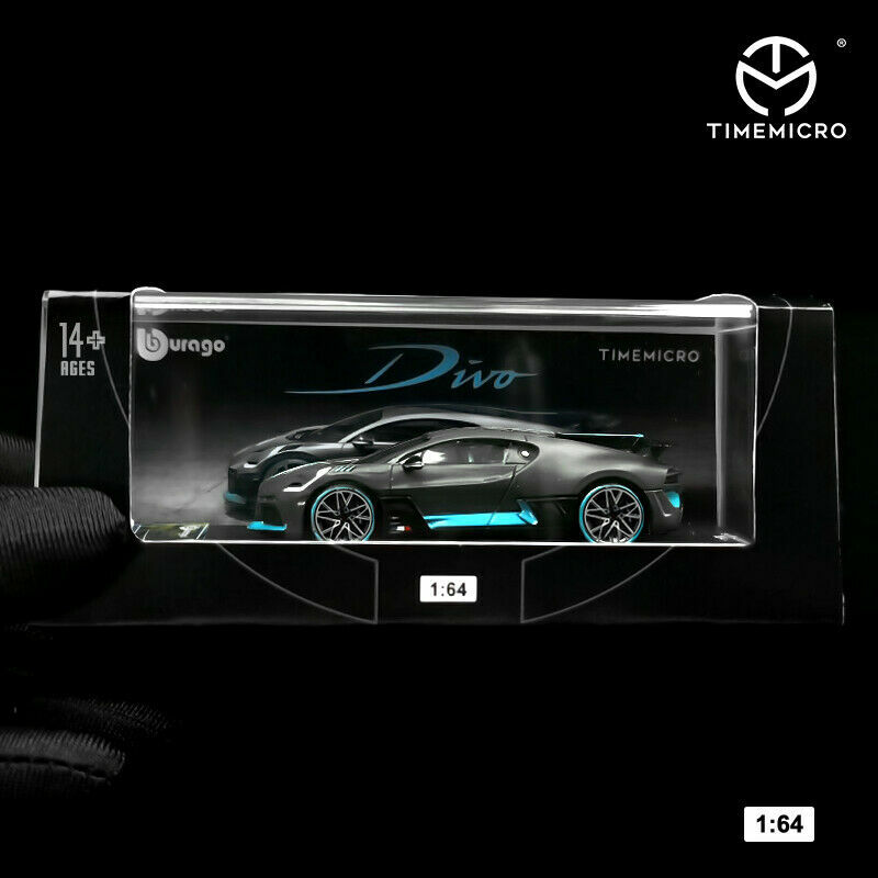Bburago x TimeMicro 1:64 Bugatti Divo Dark Grey Diecast Model Car