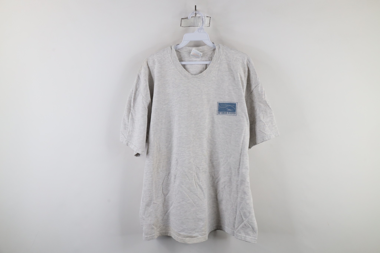 ALTRA T shirt manica corta vintage anni 90 uomo XL Spell Out blu elicotteri hawaiani