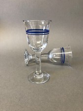 2 Holmegaard "Blaue Glocke" Süssweingläser, Design Ole Winther